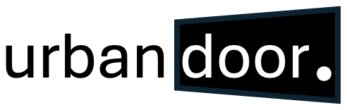 Logo of 'urban door', featuring the word 'urban' in black and 'door' in white within a black rectangular background.